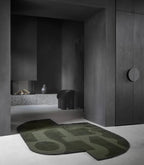 Organic Abstract Olive Green Wool Rug