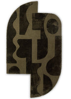 Organic Abstract Olive Green Wool Rug