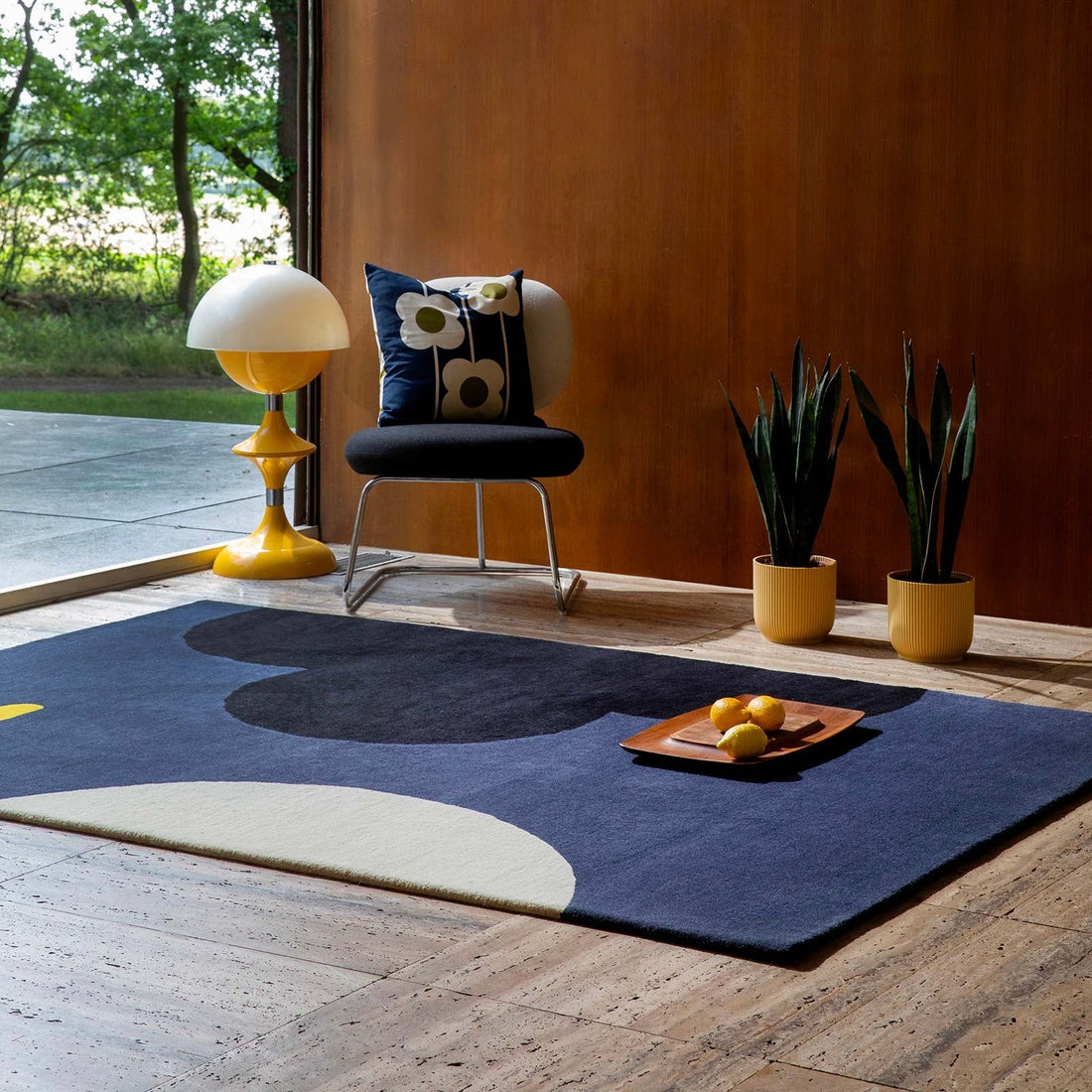 Navy Blue Abstract Geometric Area Rug