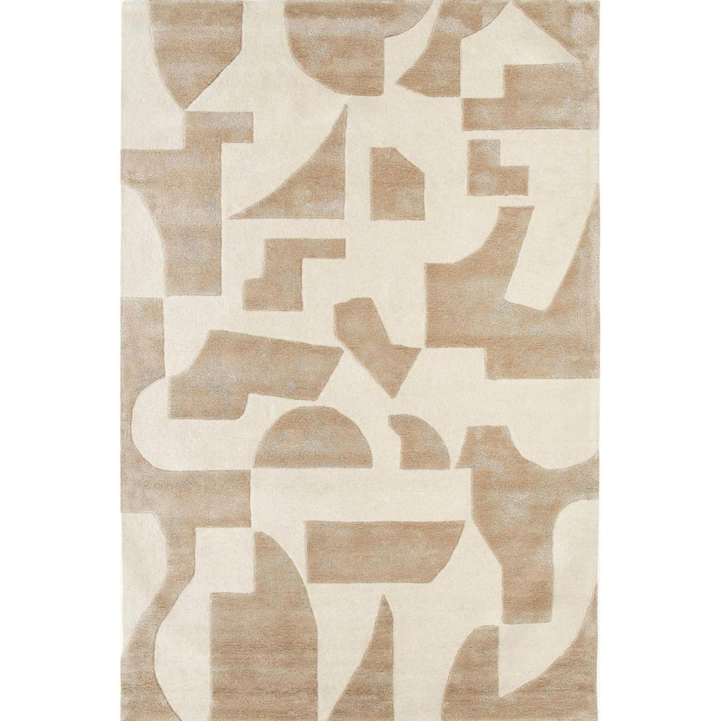 Beige & Cream Abstract Geometric Area Rug