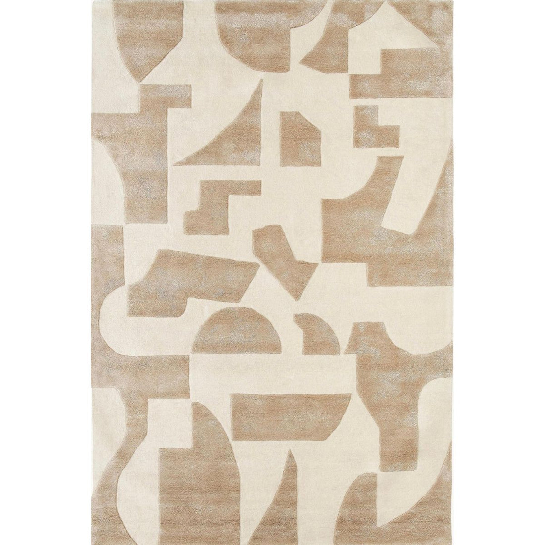Beige & Cream Abstract Geometric Area Rug