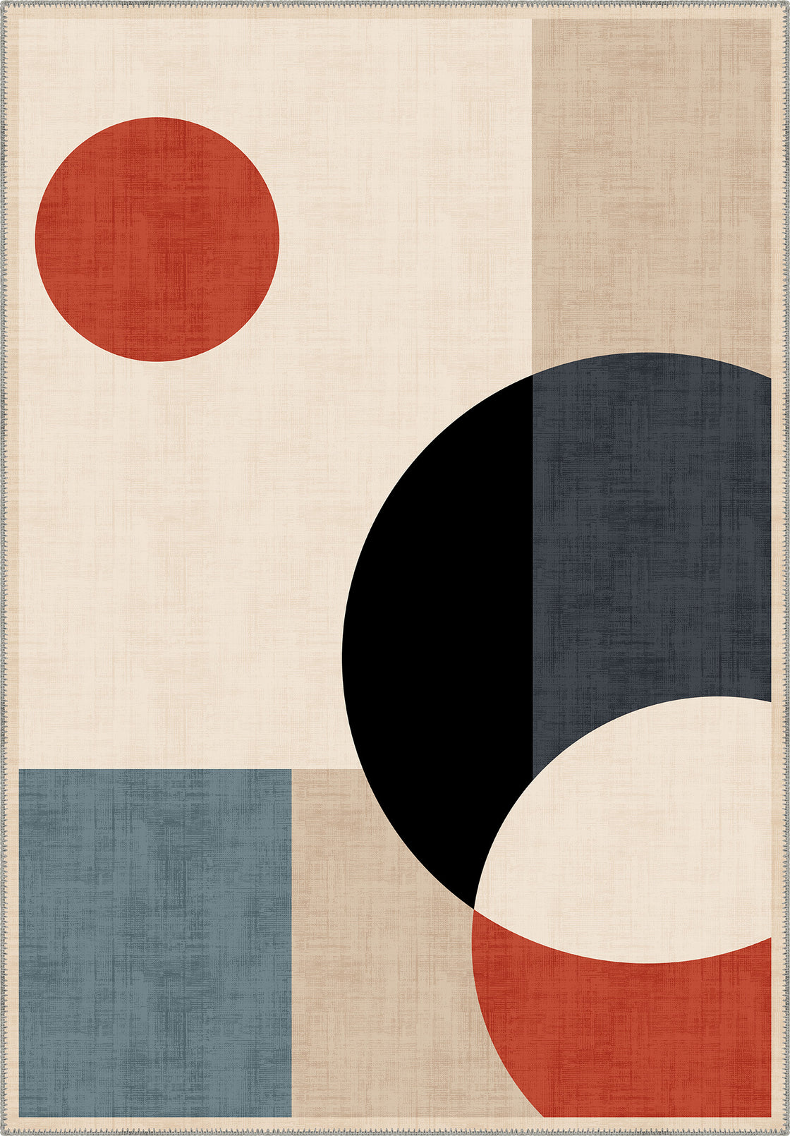 Modern Geometric Circle & Block Rug
