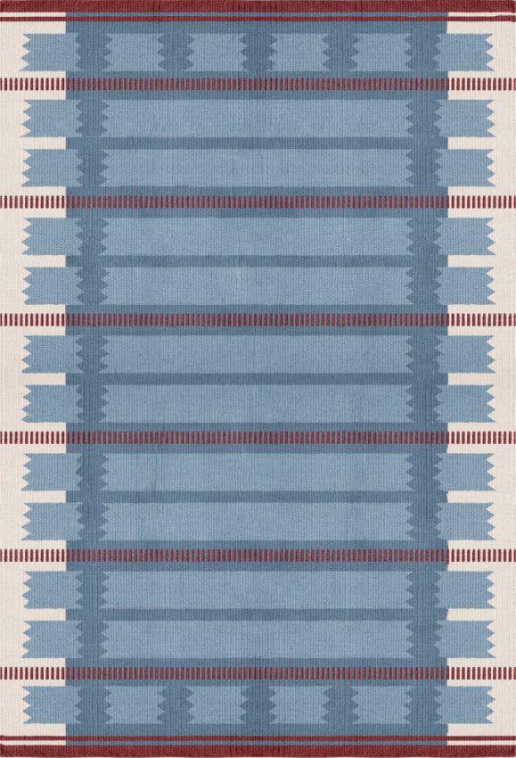 Blue Heritage Stripe Traditional Rug