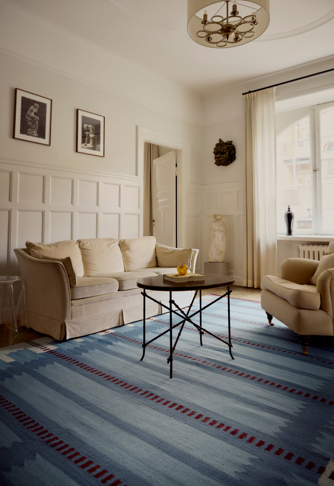 Blue Heritage Stripe Traditional Rug