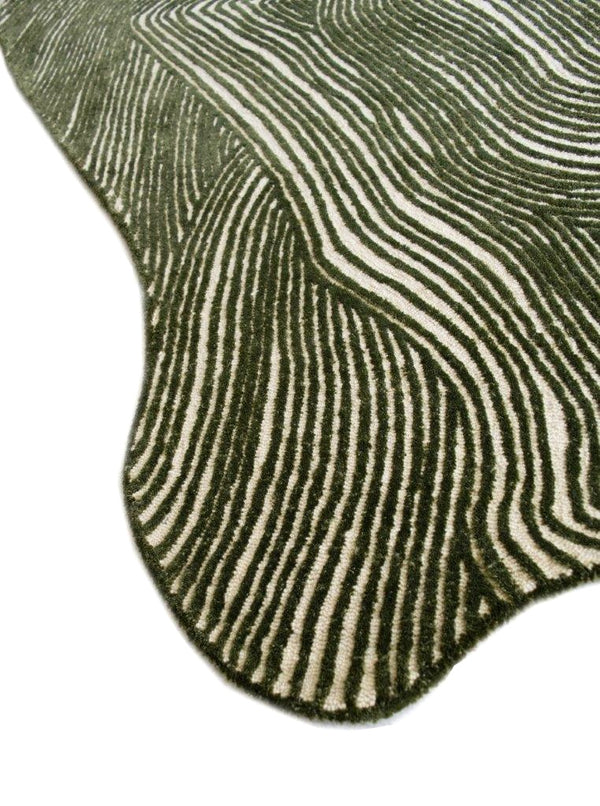 Olive Contour Abstract Unshaped Rug