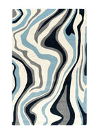 Blue & Black Abstract Wave Pattern Area Rug