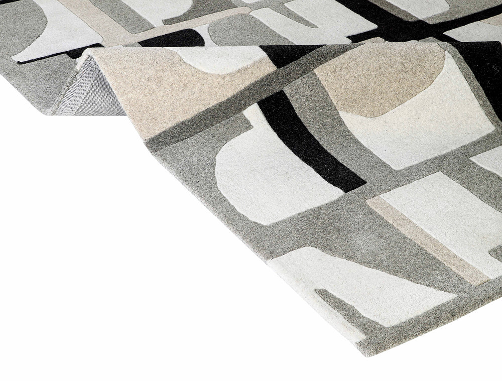 Black, White & Grey Abstract Geometric Area Rug