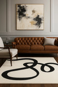 Ivory & Black Abstract Loop Hand-Tufted Area Rug