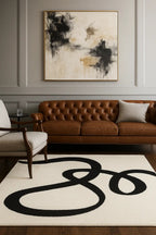 Ivory & Black Abstract Loop Hand-Tufted Area Rug