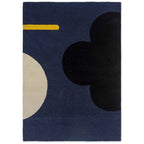 Navy Blue Abstract Geometric Area Rug