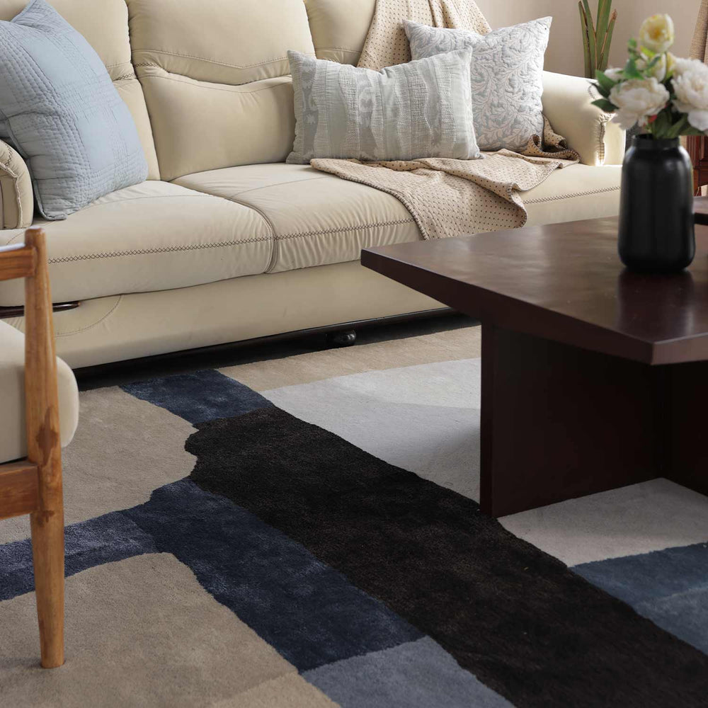 Modern Black & Navy Rug