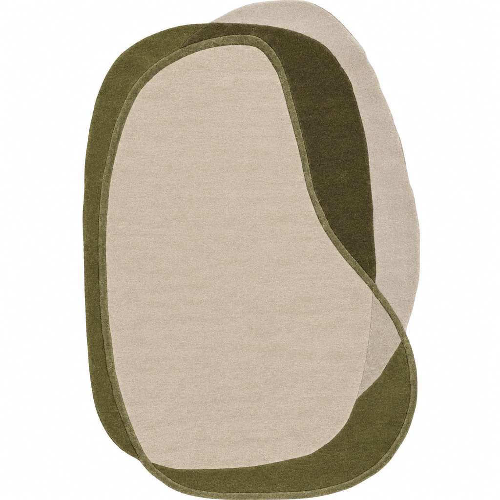 Olive & Ivory Geometric Unshaped Rug