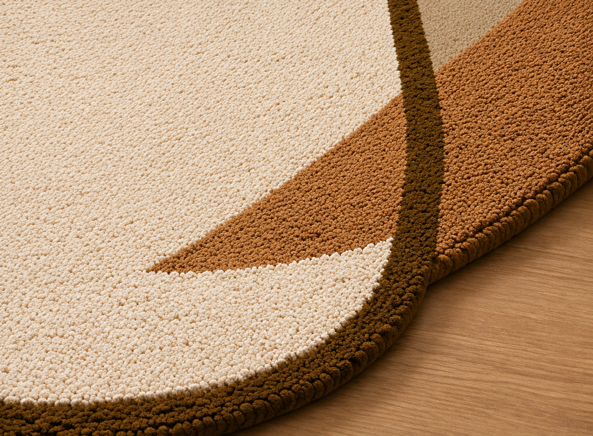 Beige & Terracotta Organic Abstract Rug