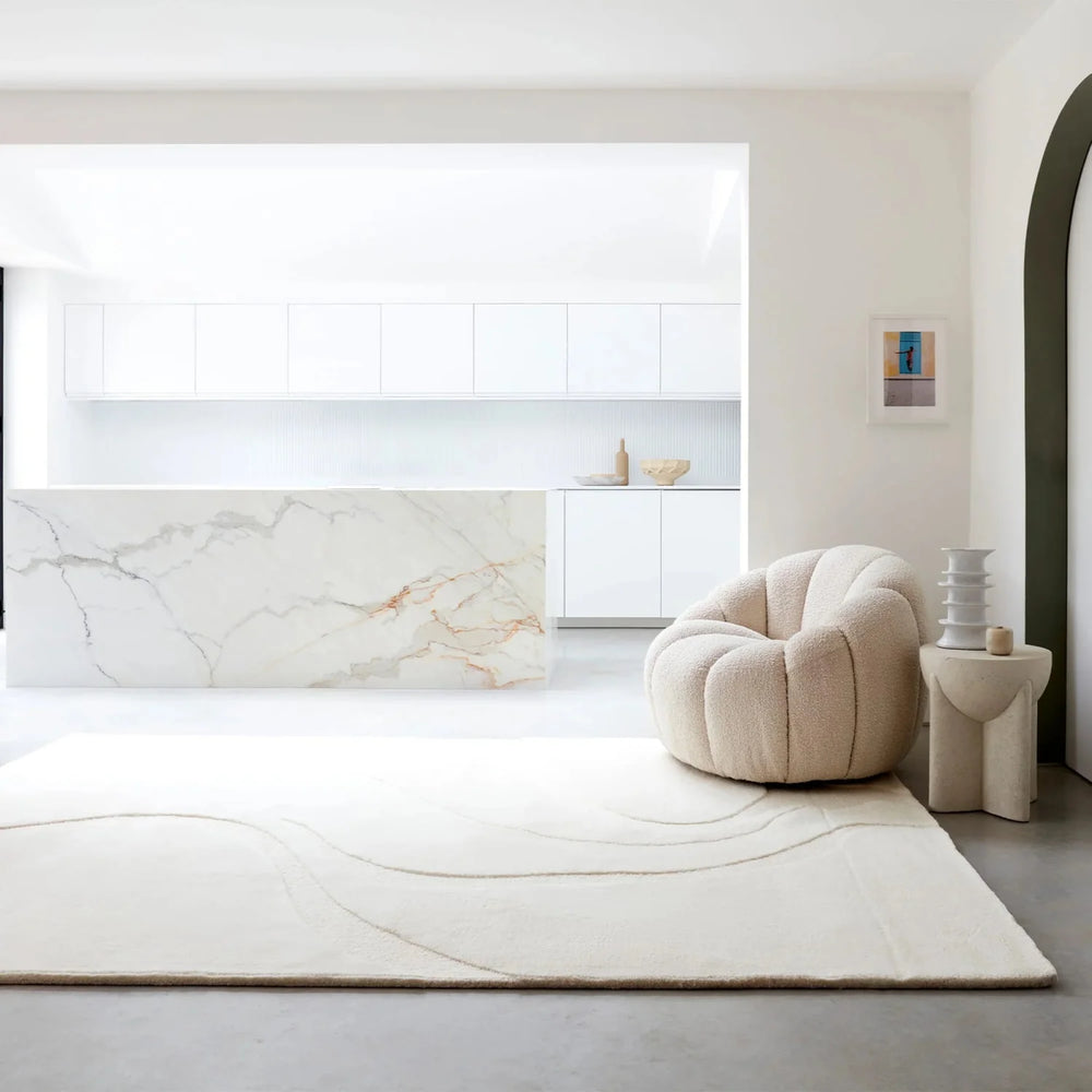 Modern Ivory Abstract Flow Area Rug