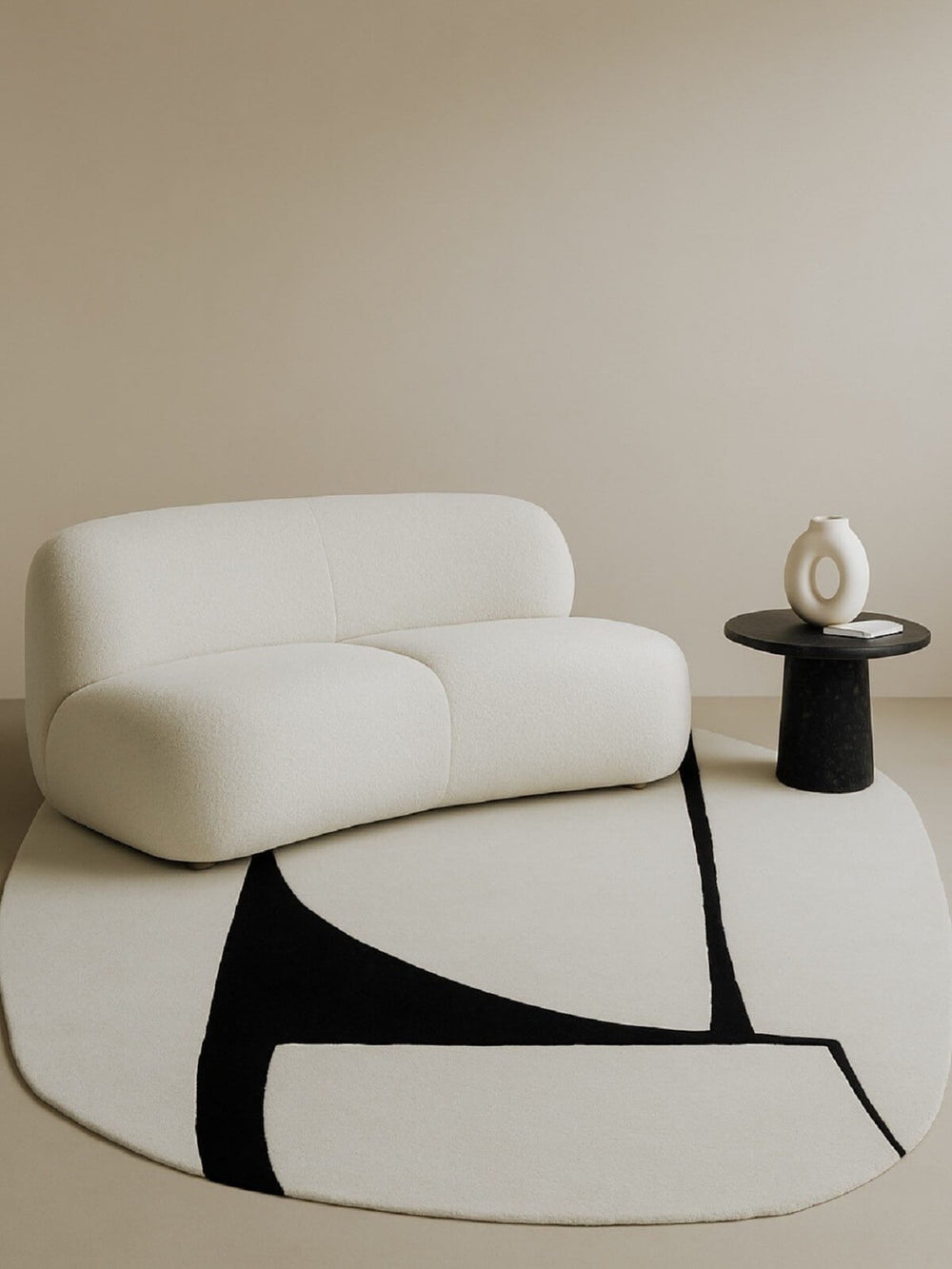 Modern Black & Ivory Abstract Geometric Area Rug