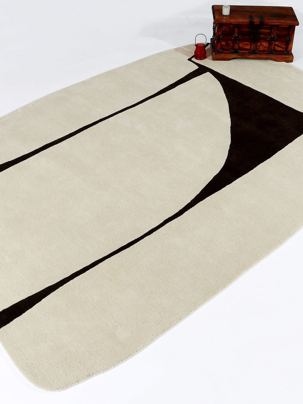 Modern Black & Ivory Abstract Geometric Area Rug