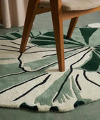 Green Botanical Irregular Rug