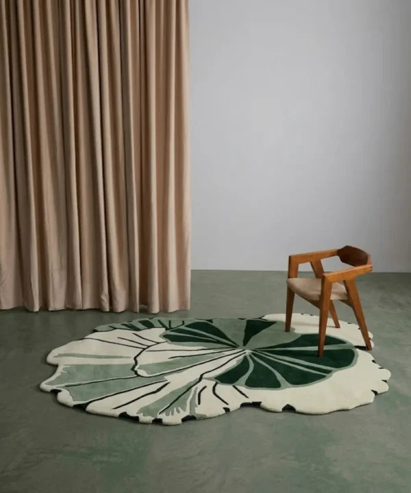Green Botanical Irregular Rug