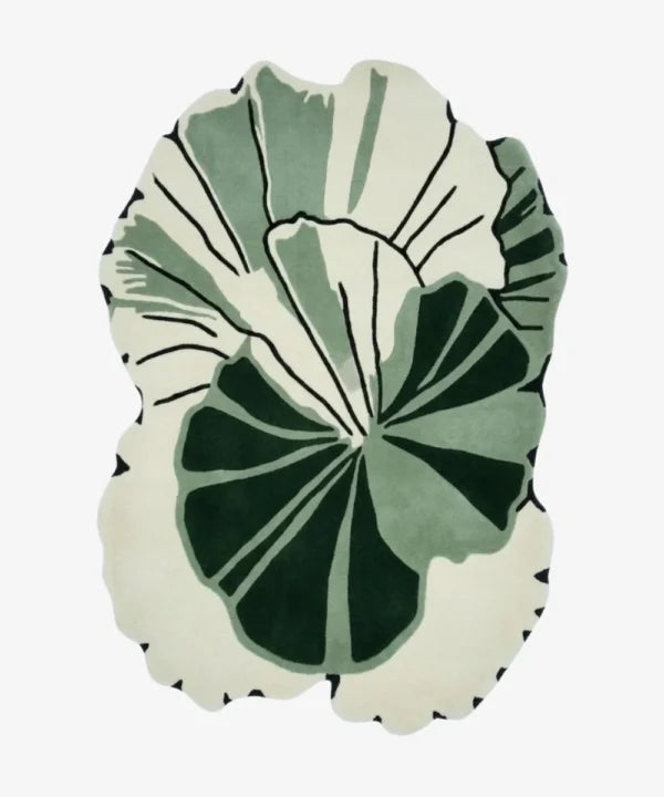 Green Botanical Irregular Rug
