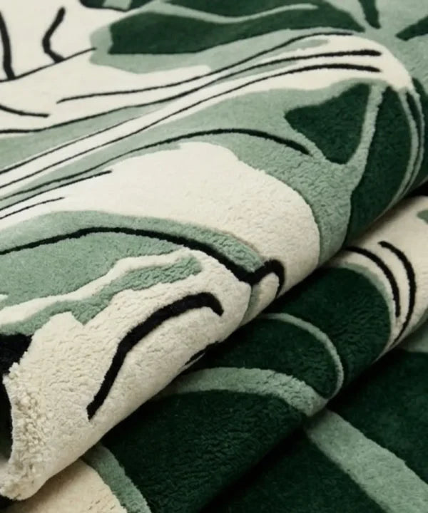 Green Botanical Irregular Rug