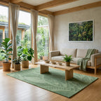 Botanical Green Textured Wool Rug