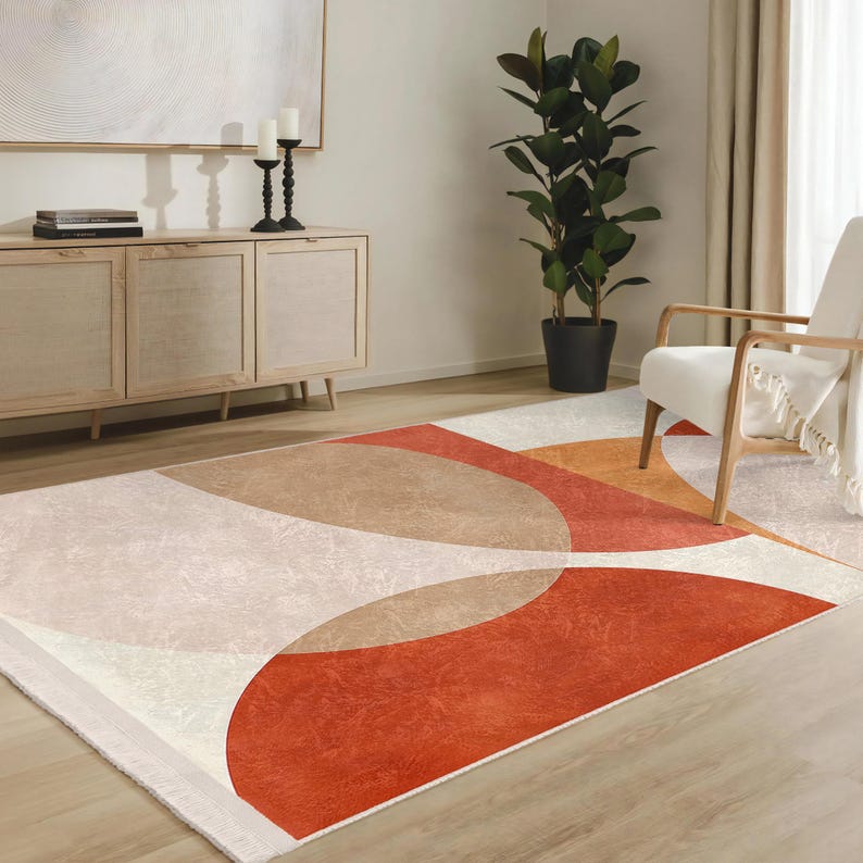 Modern Abstract Geometric Wave Rug