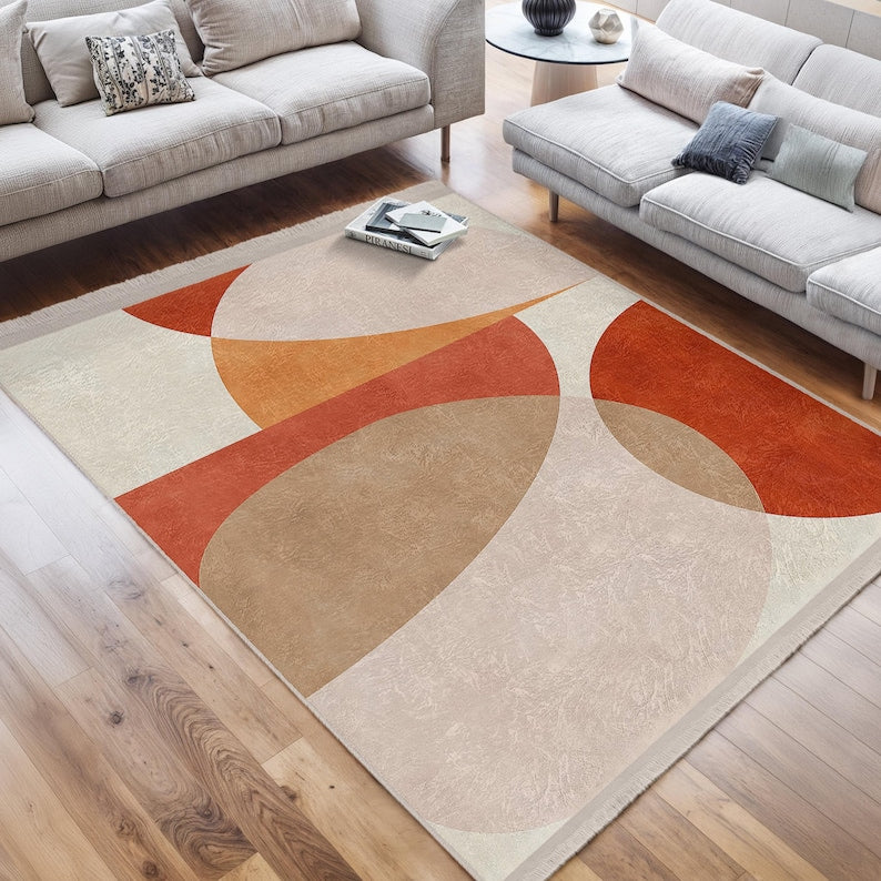Modern Abstract Geometric Wave Rug