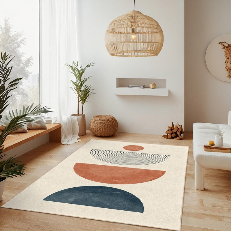 Modern Geometric Abstract Shapes Rug