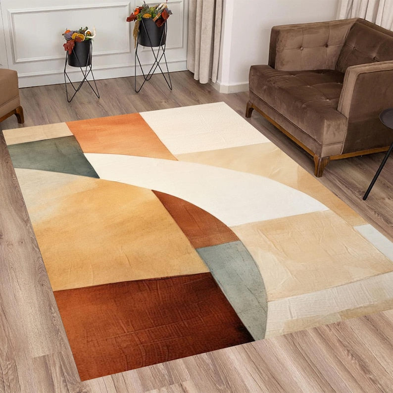 Modern Geometric Color Block Rug