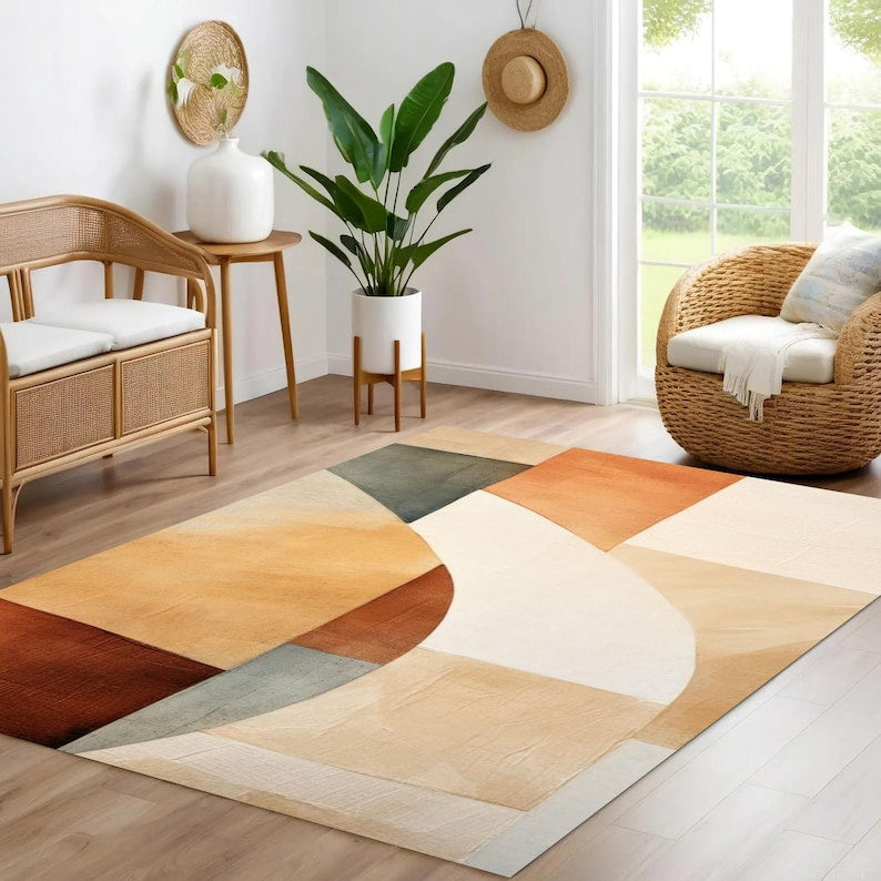 Modern Geometric Color Block Rug
