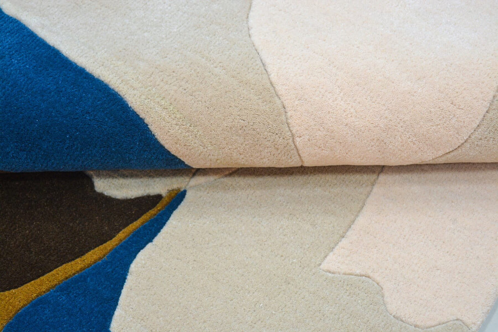 Modern Abstract Navy Blue & Black Area Rug