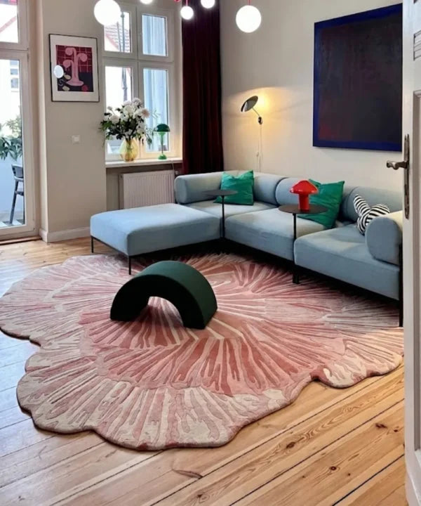Blush Bloom Abstract Shaped Rug