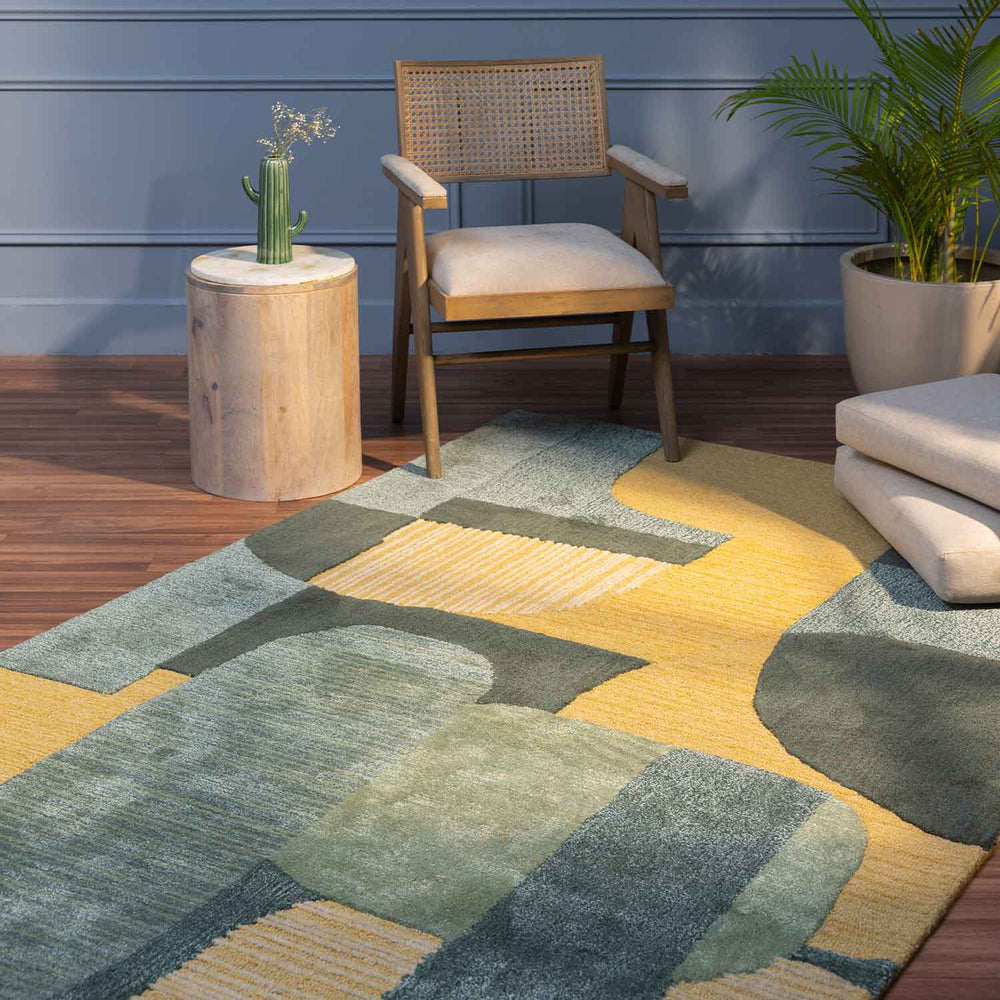 Modern Earth Tone Abstract Geometric Rug