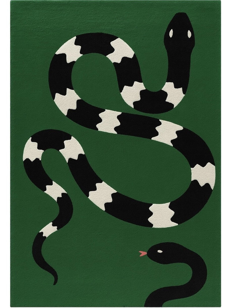 Green & Black Snake Graphic Tufted Area Rug