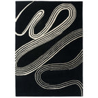 Black & Ivory Abstract Wave Pattern Area Rug
